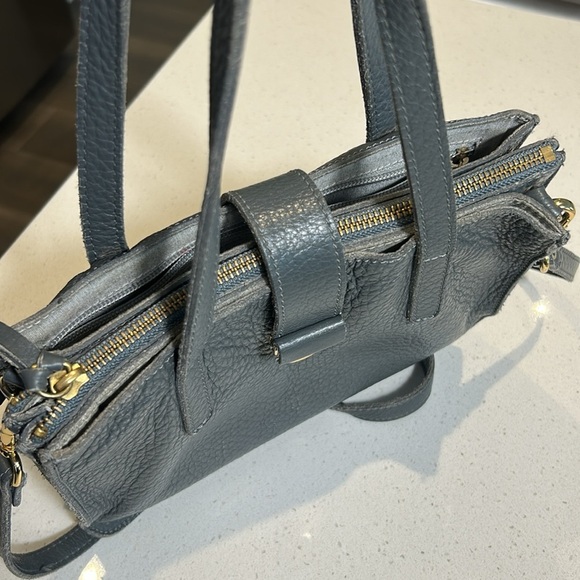 Roots Grey Pebbled Leather Multipocket Crossbody Bag Vintage - Picture 15 of 17